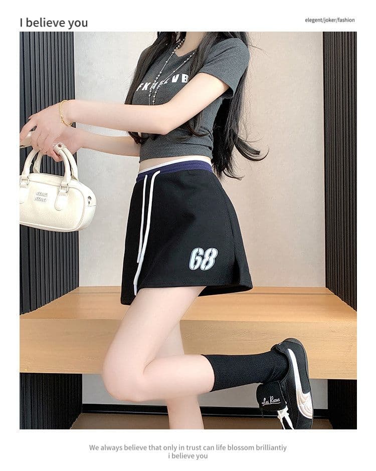 사람들 면 빈 가스 층 배색 테두리 펌프 로프 레이스업 한 마디 캐주얼 바지 여성 한국 스타일 다용도 외출용 넓은 다리가 짧다. 바지 상세 이미지 32
