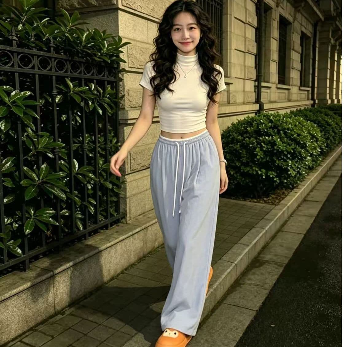 한국 스타일 주머니 속도 건조한 야마모토 바지 소녀 여름 2026 얇은 스타일 스트레이트 넓은 다리 캐주얼 운동 루즈핏 긴 바지 이미지 3