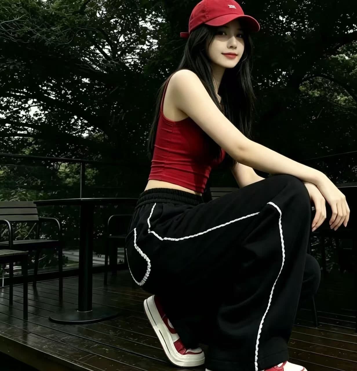 2026 검정색 다용도 캐주얼 여성 레이스 조각 가을 봄 새로운 출퇴근 펌프 로프 루즈핏 아메리칸 넓은 다리 길이 바지 상세 이미지 7