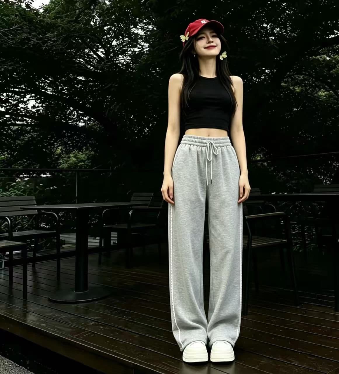 2026 검정색 다용도 캐주얼 여성 레이스 조각 가을 봄 새로운 출퇴근 펌프 로프 루즈핏 아메리칸 넓은 다리 길이 바지 상세 이미지 9