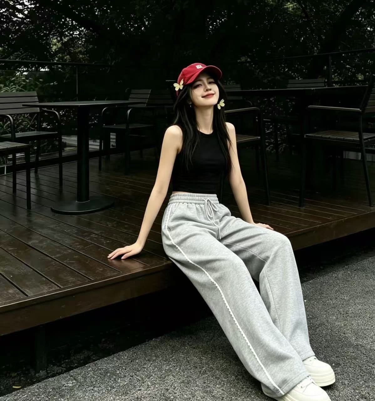 2026 검정색 다용도 캐주얼 여성 레이스 조각 가을 봄 새로운 출퇴근 펌프 로프 루즈핏 아메리칸 넓은 다리 길이 바지 상세 이미지 11