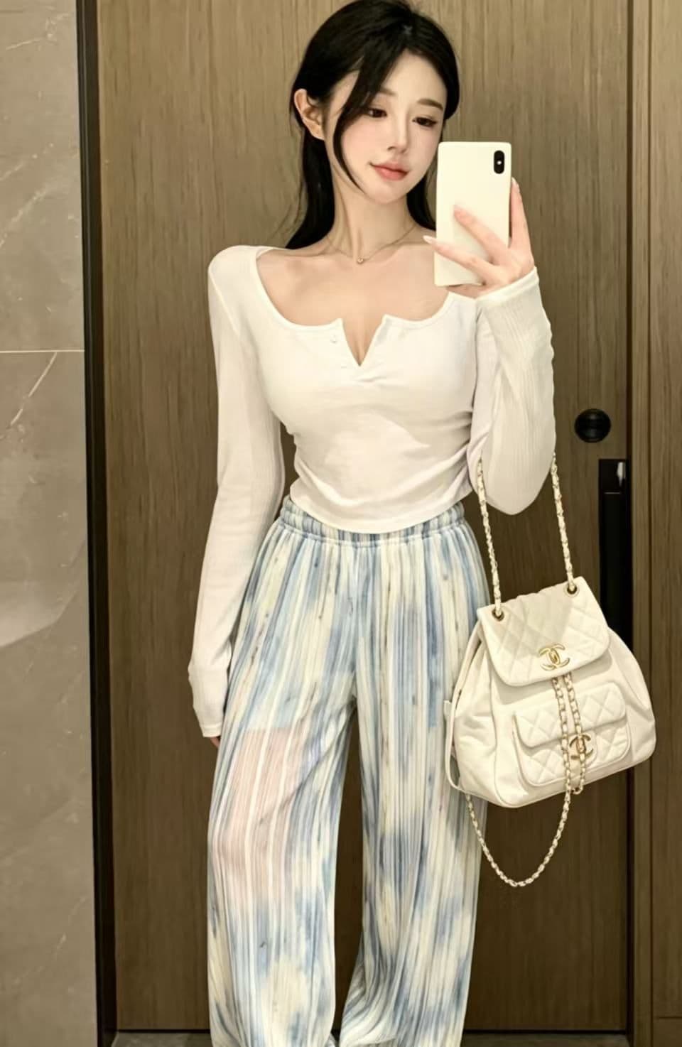 디자인 센스 홀치기 염색 찢어진 부분 좁은 에디션 와이드 레깅스 바지 여름 얇은 스타일 하이웨이스트 도루 센스 슬림해 보이는 루즈핏 캐주얼 야마모토 바지 상세 이미지 1