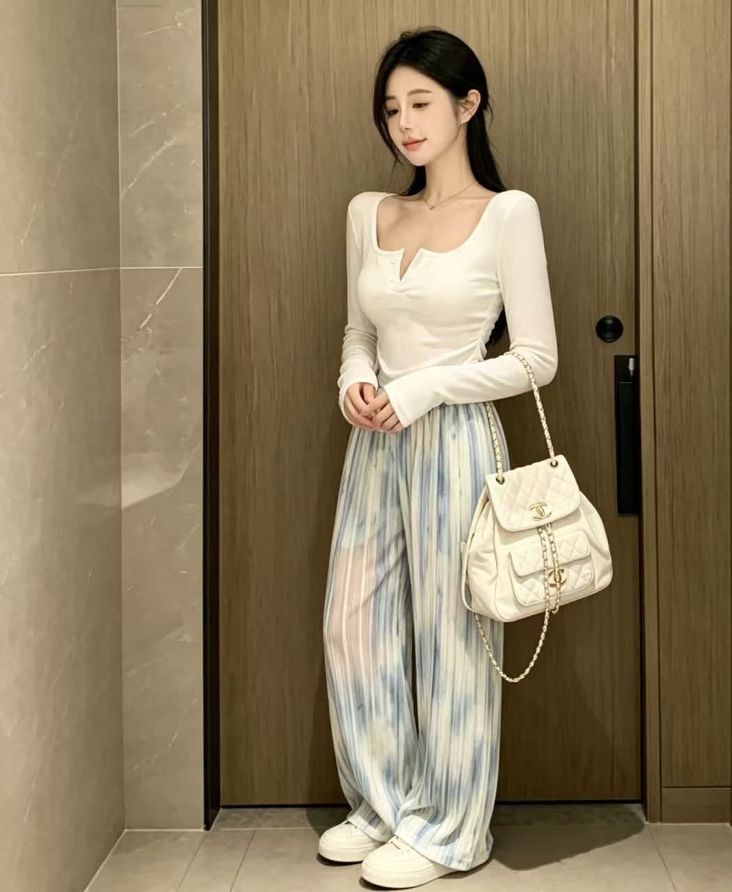 디자인 센스 홀치기 염색 찢어진 부분 좁은 에디션 와이드 레깅스 바지 여름 얇은 스타일 하이웨이스트 도루 센스 슬림해 보이는 루즈핏 캐주얼 야마모토 바지 상세 이미지 4