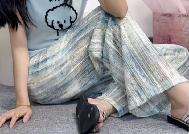 디자인 센스 홀치기 염색 찢어진 부분 좁은 에디션 와이드 레깅스 바지 여름 얇은 스타일 하이웨이스트 도루 센스 슬림해 보이는 루즈핏 캐주얼 야마모토 바지 상세 이미지 9
