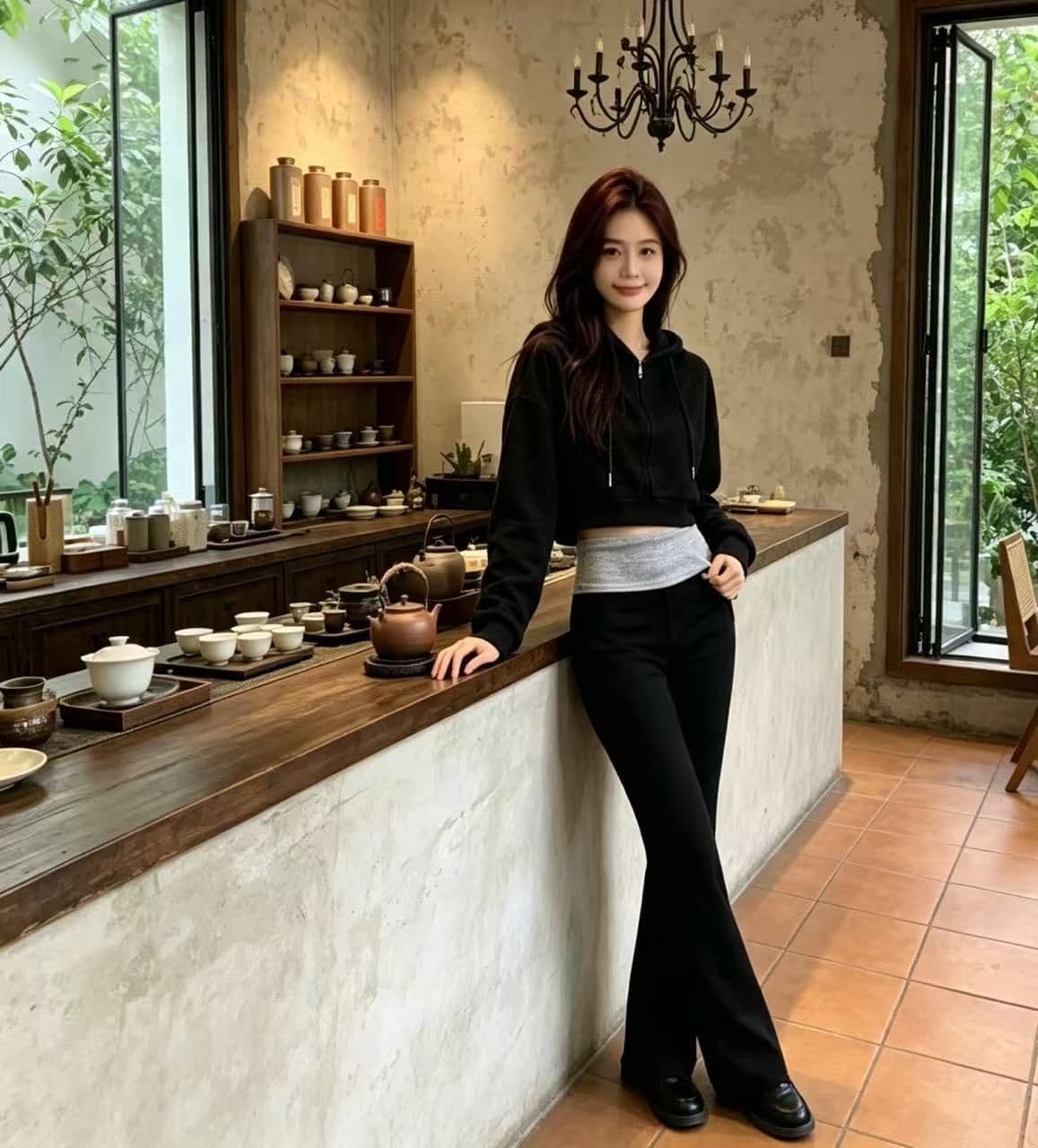검정색 배색 패치워크 마이크로 플레어 바지 2026 년 새로운 하이웨이스트 도루 센스 캐주얼 다용도 웨이 바지 호스 슈 바지 트렌디 상세 이미지 6