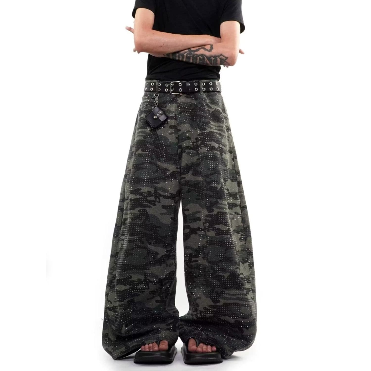 아메리칸 음악 만 레트로 카모플라주 워크웨어 청바지 남녀 봄 가을 새로운 루즈핏 캐주얼 다용도 스트레이트 와이드 레그 팬츠 이미지 2
