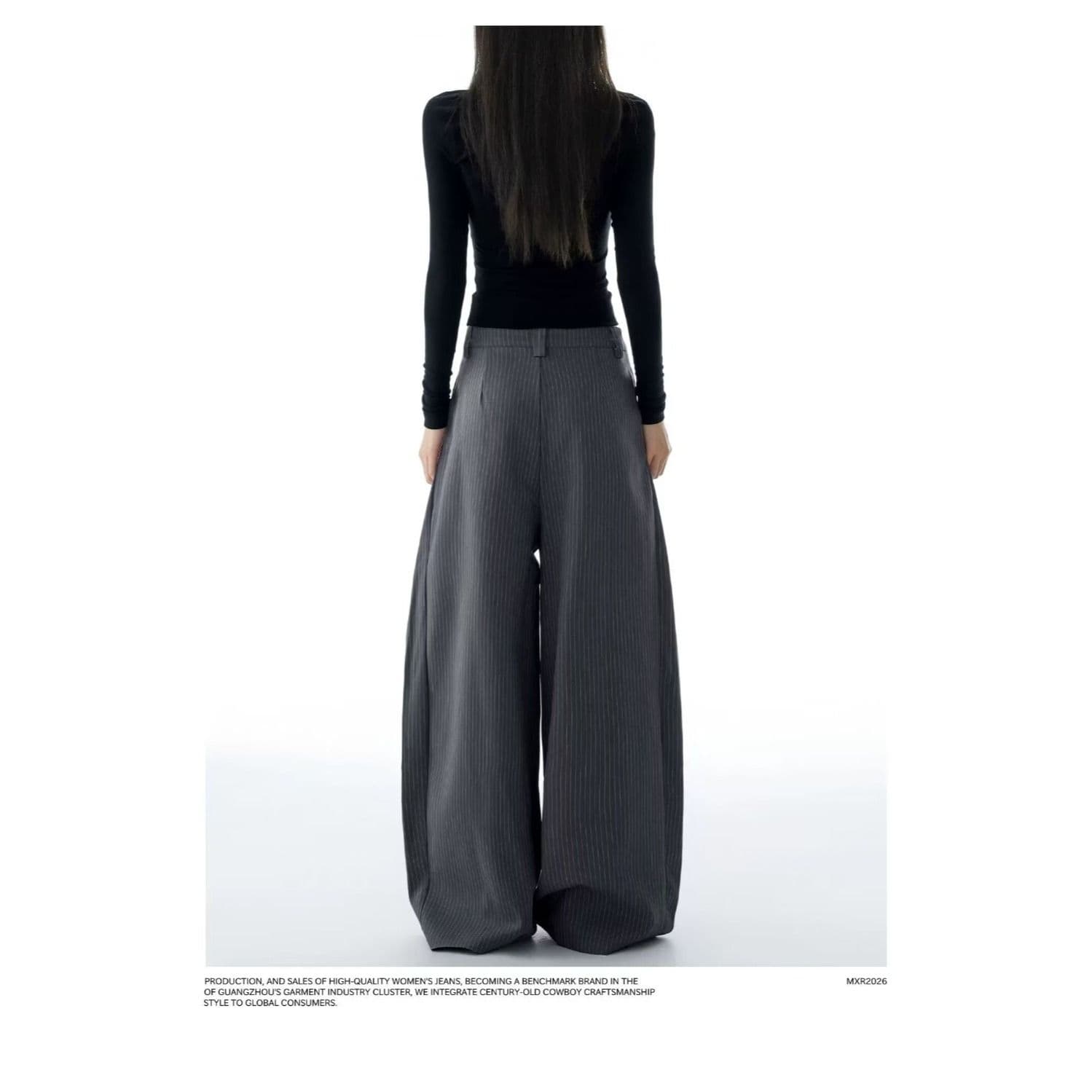 트렌드 하라주쿠 아메리칸 레트로 스트라이프 더블 Pleat 도루 센스 캐주얼 바지 남녀 루즈핏 느슨함 센스 한 마디 넓은 다리 슬랙스 이미지 4