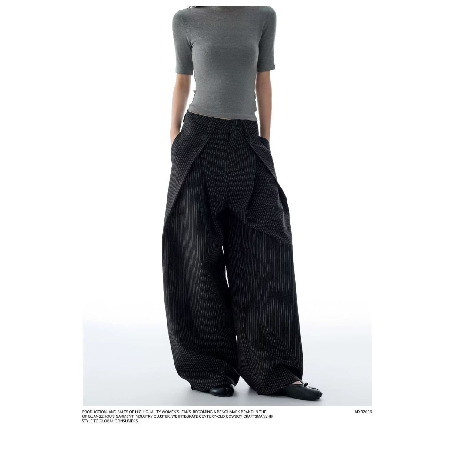 트렌드 하라주쿠 아메리칸 레트로 스트라이프 더블 Pleat 도루 센스 캐주얼 바지 남녀 루즈핏 느슨함 센스 한 마디 넓은 다리 슬랙스
