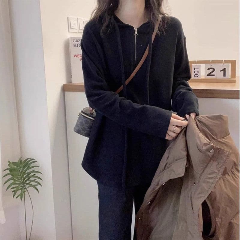 후드 하프 지퍼 기본 셔츠 여성 봄 가을 유럽 상품 아름다움 라드. 통통한 여동생 긴팔 티셔츠 맨위 이미지 4