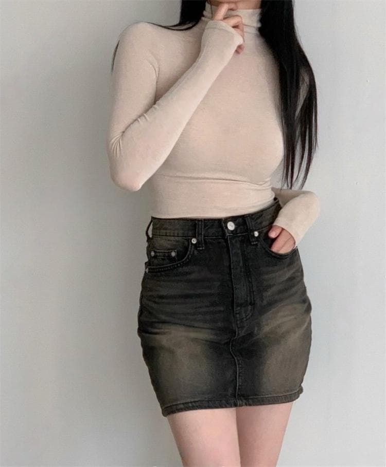 한국 동대문 새로운 품격 터틀넥 몸매 가꾸기 부드러운 찹쌀 프로 피부 양모 기초 섹션 긴팔 기본 셔츠 티셔츠 여성 상세 이미지 5