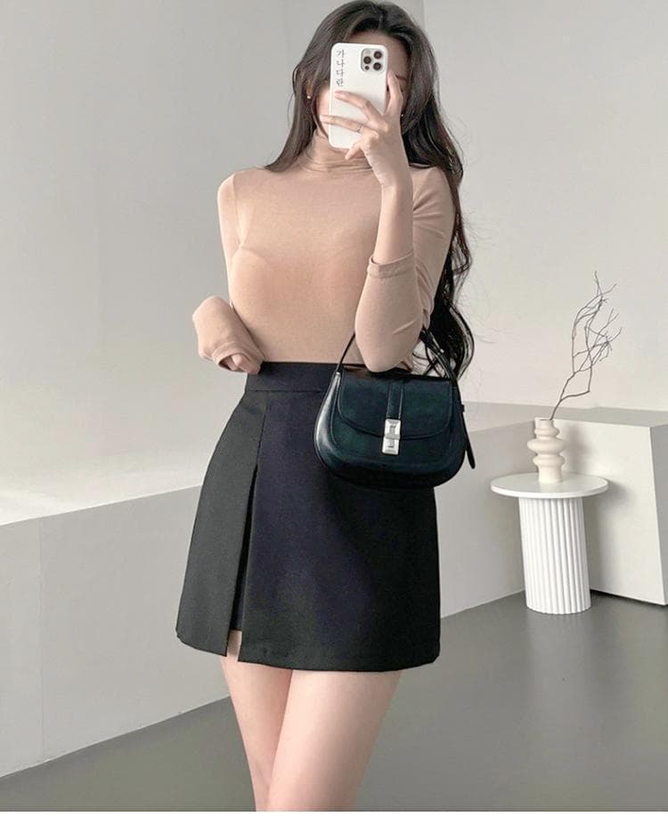 한국 동대문 가을 겨울 품격 다용도 고급 양모 편안함 몸매 가꾸기 디스플레이 몸 터틀넥 긴팔 기본 셔츠 여성 상세 이미지 6