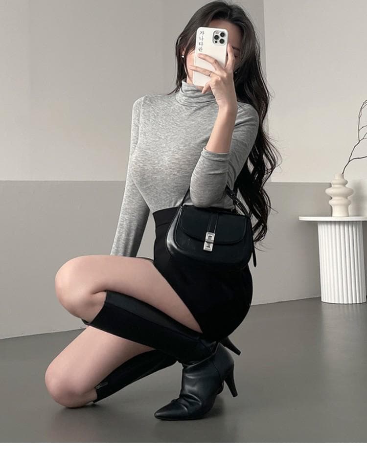 한국 동대문 가을 겨울 품격 다용도 고급 양모 편안함 몸매 가꾸기 디스플레이 몸 터틀넥 긴팔 기본 셔츠 여성 상세 이미지 11
