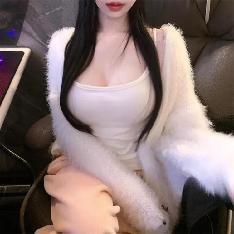 한국 동대문 새로운 품격 플리스 플러시 프로 피부 루즈핏 슬림해 보이는 다용도 긴팔 니트 스웨터 재킷 티셔츠 여성 상세 이미지 9