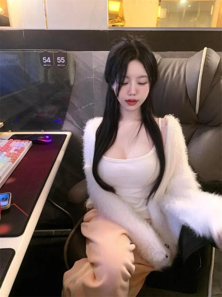한국 동대문 새로운 품격 플리스 플러시 프로 피부 루즈핏 슬림해 보이는 다용도 긴팔 니트 스웨터 재킷 티셔츠 여성 상세 이미지 16
