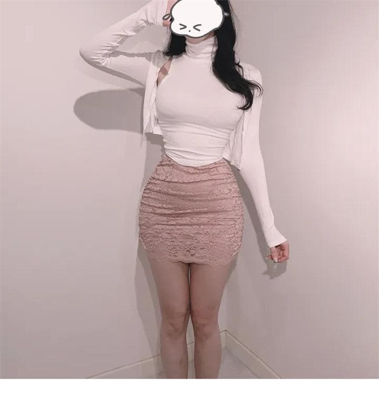 한국 동대문 새로운 품격 몸매 가꾸기 디스플레이 몸 터틀넥 민소매 조끼 티셔츠 긴팔 오픈 가디건 두 조각 여성 세트 상세 이미지 19