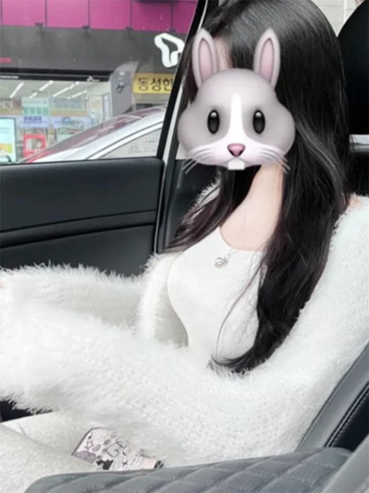 한국 동대문 새로운 품격 부드러운 느긋한 바람 루즈핏 부드럽다 모피 편안함 니트 스웨터 재킷 티셔츠 여성 이미지 2