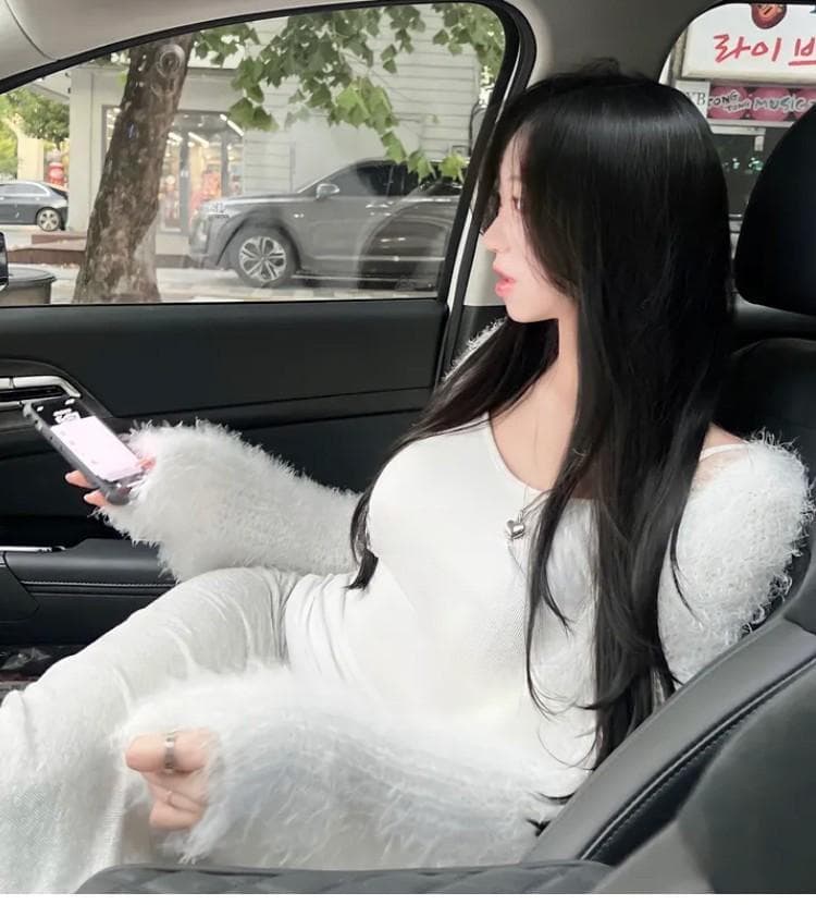 한국 동대문 새로운 품격 부드러운 느긋한 바람 루즈핏 부드럽다 모피 편안함 니트 스웨터 재킷 티셔츠 여성 상세 이미지 2
