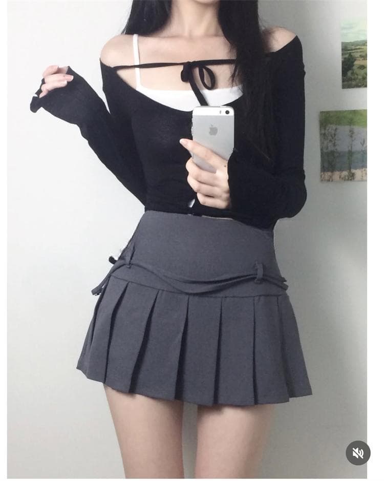 한국 동대문 새로운 품격 몸매 가꾸기 다용도 긴팔 스트랩 티셔츠 디스플레이 몸 캐미솔 두 조각 여성 세트 상세 이미지 8