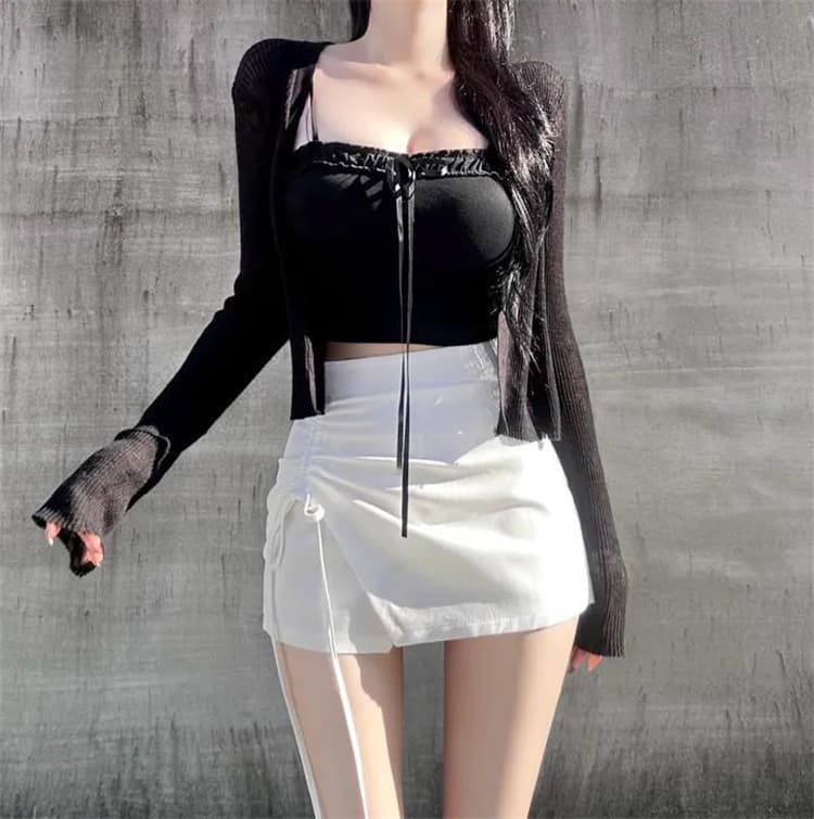 한국 동대문 새로운 품격 몸매 가꾸기 순수한 욕망 바람 핫걸 불규칙 디스플레이 몸 펌프 Pleat 타이트 스커트 반신 바지 상세 이미지 3