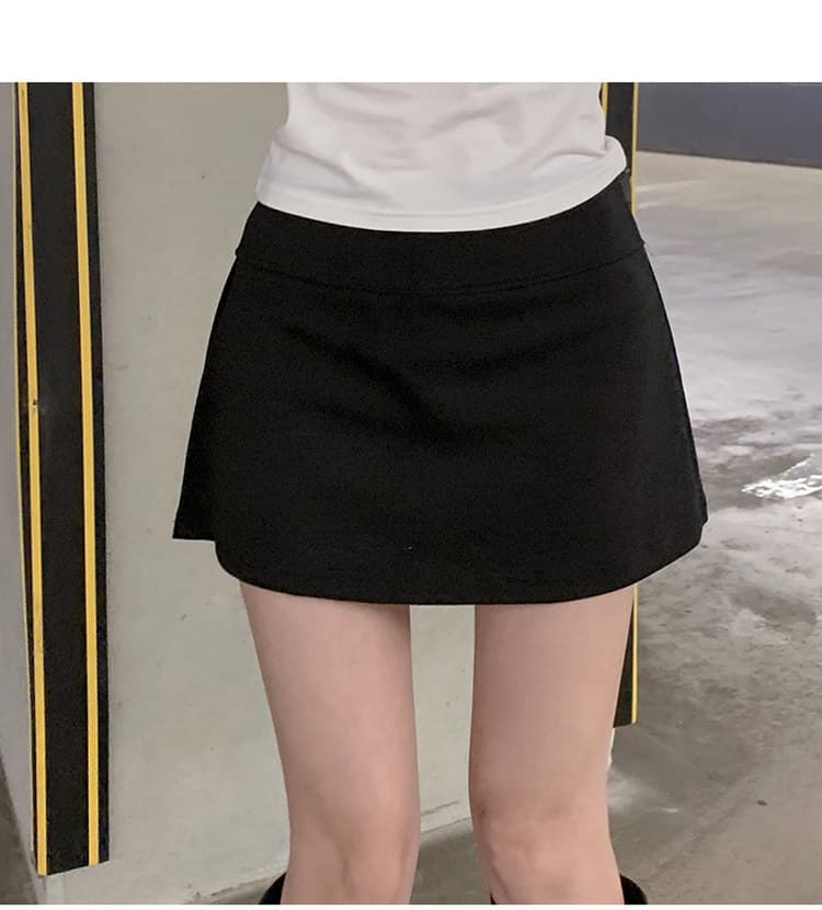 한국 동대문 새로운 품격 연령 감소 얇은 스타일 하이웨이스트 한 마디 디스플레이 몸 편안함 노출 방지 다용도 짧은 치마바지 상세 이미지 3