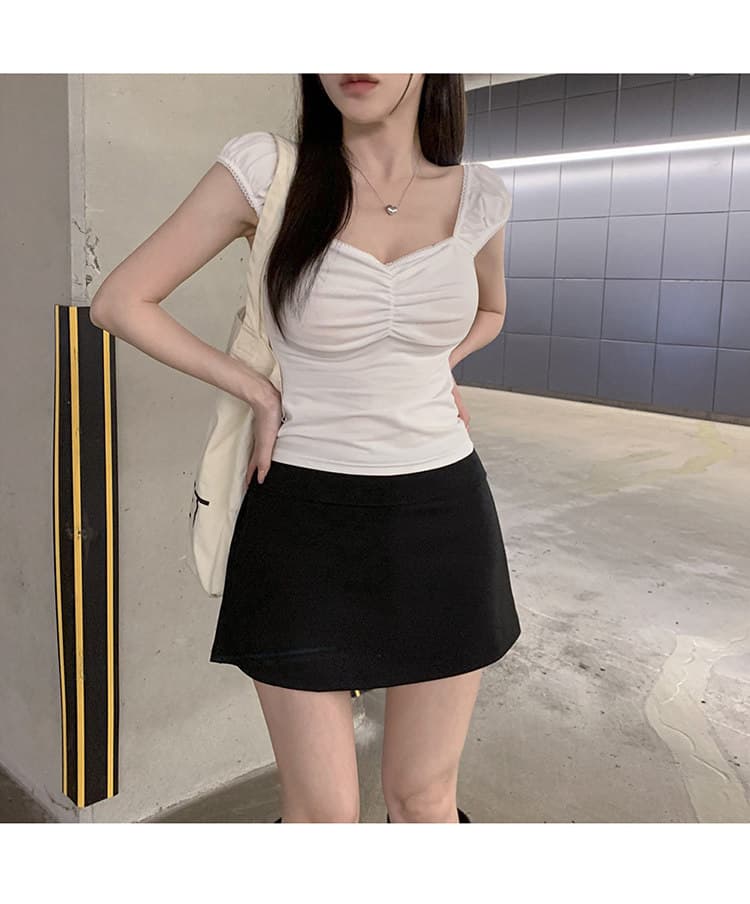 한국 동대문 새로운 품격 연령 감소 얇은 스타일 하이웨이스트 한 마디 디스플레이 몸 편안함 노출 방지 다용도 짧은 치마바지 상세 이미지 8