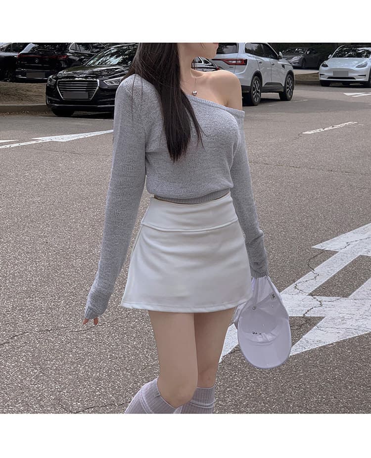 한국 동대문 새로운 품격 연령 감소 얇은 스타일 하이웨이스트 한 마디 디스플레이 몸 편안함 노출 방지 다용도 짧은 치마바지 상세 이미지 17