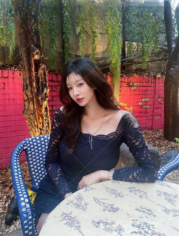 한국 동대문 새로운 품격 몸매 가꾸기 디스플레이 몸 보트넥 오프숄더 무거운 작업 레이스 타이트 스커트 점프 슈트 미니 스커트 여성 상세 이미지 6