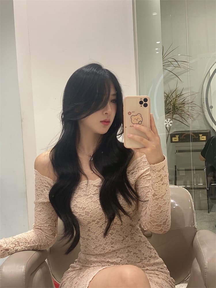 한국 동대문 새로운 품격 몸매 가꾸기 디스플레이 몸 보트넥 오프숄더 무거운 작업 레이스 타이트 스커트 점프 슈트 미니 스커트 여성 상세 이미지 21
