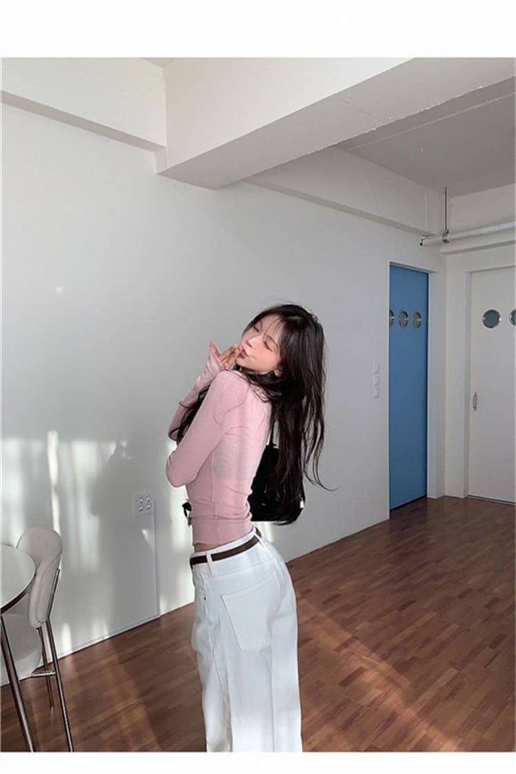 한국 동대문 새로운 품격 몸매 가꾸기 디스플레이 몸 긴팔 얇은 스타일 마이크로 ~을 통해 빅 브이 넥 다용도 기본 셔츠 티셔츠 여성 상세 이미지 10