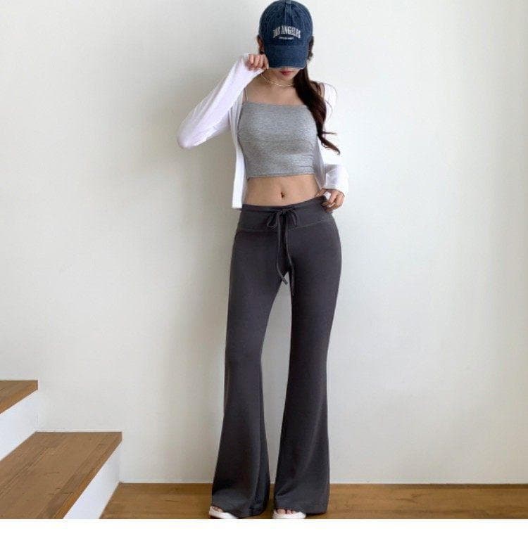한국 동대문 새로운 품격 편안함 다용도 레이스업 단색 슬림해 보이는 디스플레이 몸 부츠컷 바지 캐주얼 긴 바지 여성 상세 이미지 16