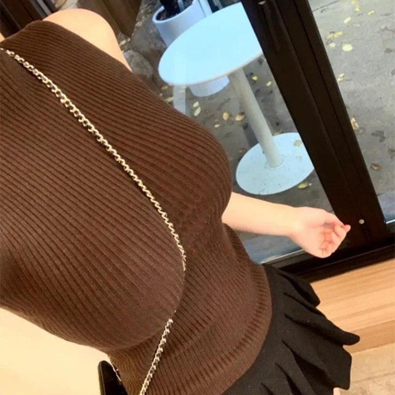 한국 동대문 새로운 품격 디스플레이 몸 반하이넥 민소매 다용도 니트 스웨터 만나는 조끼 티셔츠 여성 이미지 5