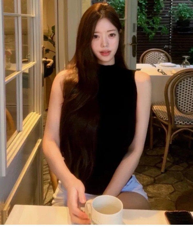 한국 동대문 새로운 품격 디스플레이 몸 반하이넥 민소매 다용도 니트 스웨터 만나는 조끼 티셔츠 여성 상세 이미지 11
