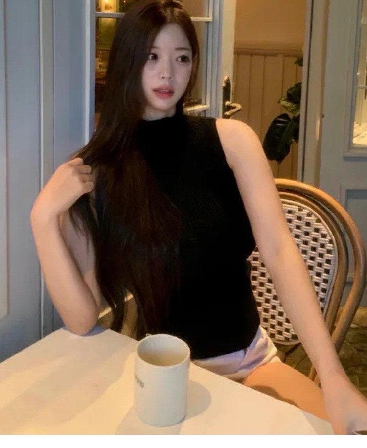 한국 동대문 새로운 품격 디스플레이 몸 반하이넥 민소매 다용도 니트 스웨터 만나는 조끼 티셔츠 여성 상세 이미지 12