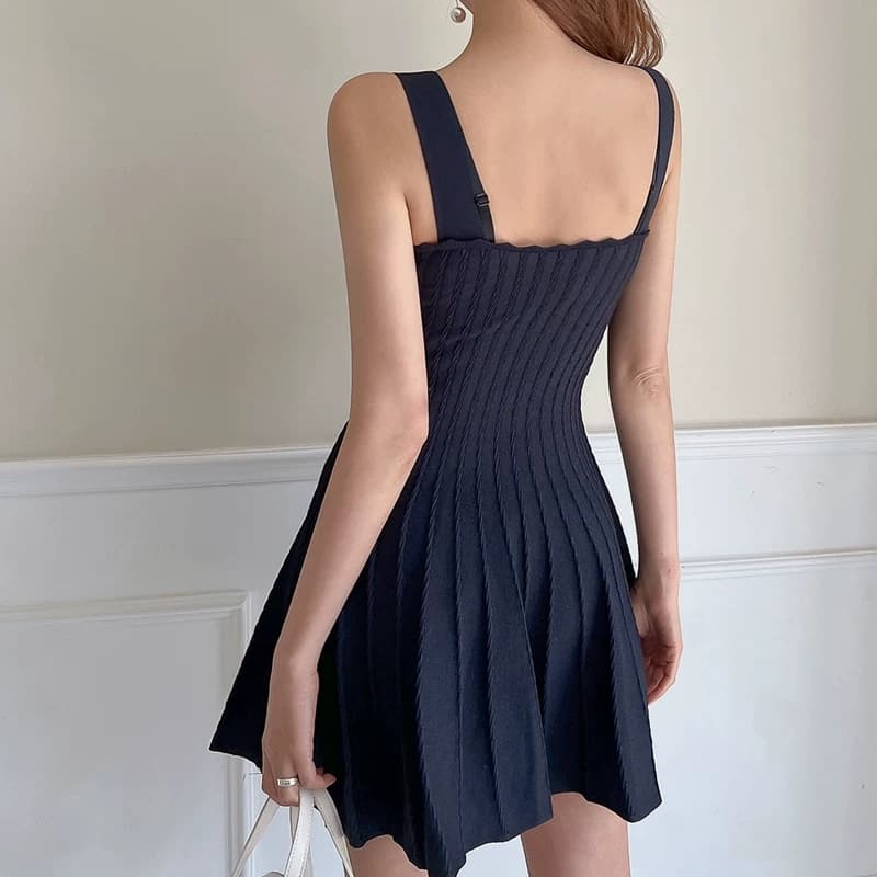 한국 동대문 새로운 품격 몸매 가꾸기 디스플레이 몸 광장 칼라 민소매 허리 수축 프릴 니트 점프 슈트 미니 스커트 여성 이미지 4