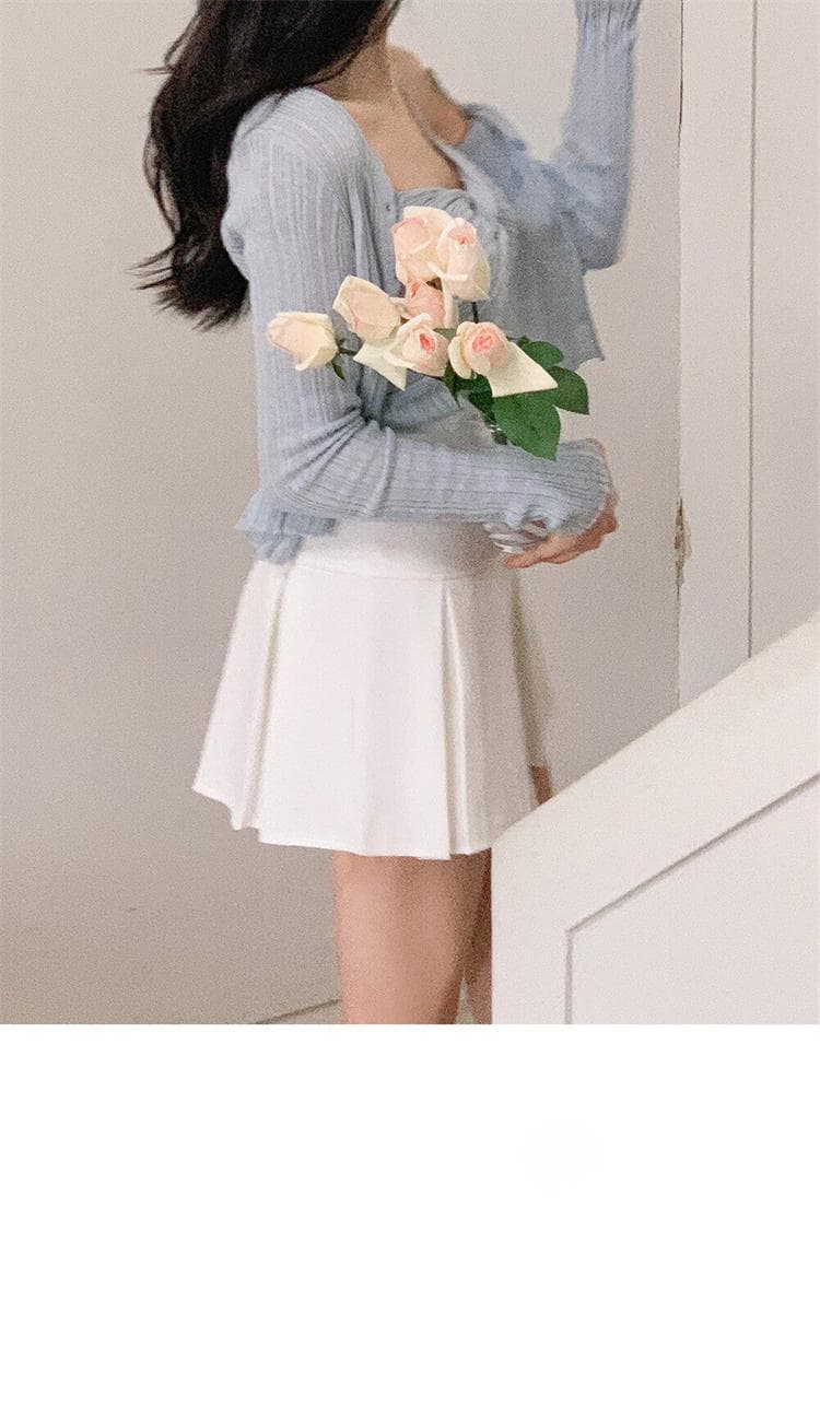 한국 동대문 새로운 품격 몸매 가꾸기 디스플레이 몸 다용도 니트 조끼 긴팔 오픈 가디건 투피스 세트 맨위 상세 이미지 8