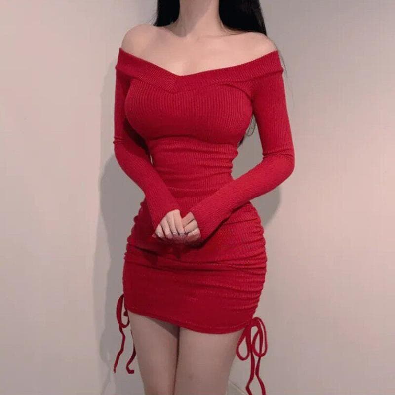 한국 동대문 새로운 품격 V넥 수 있습니다. 오프숄더 허리 수축 펌프 Pleat 디스플레이 몸 타이트 스커트 만나는 점프 슈트 미니 스커트 여성 이미지 6