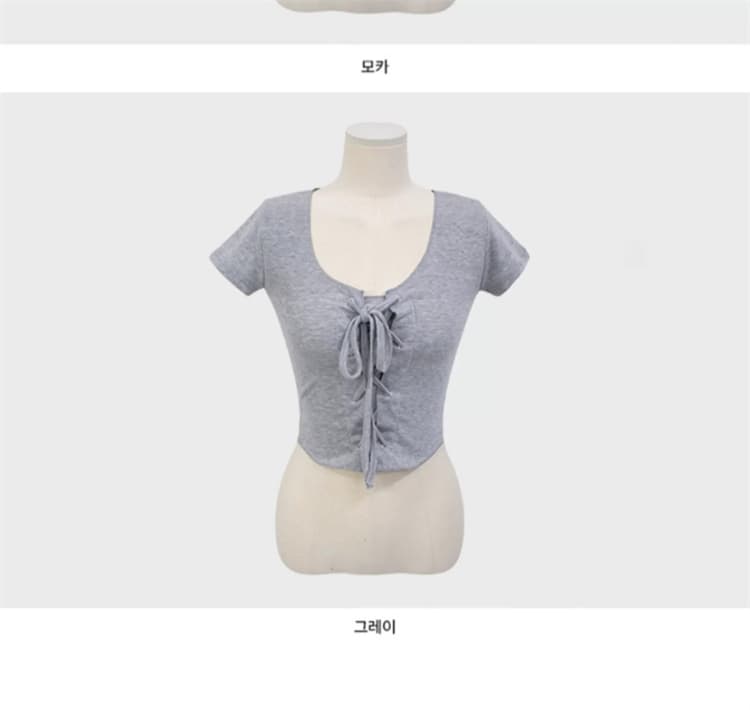 한국 동대문 새로운 품격 몸매 가꾸기 쇼트 스타일 디스플레이 몸 스트랩 디자인 센스 다용도 반팔 티셔츠 맨위 여성 상세 이미지 14