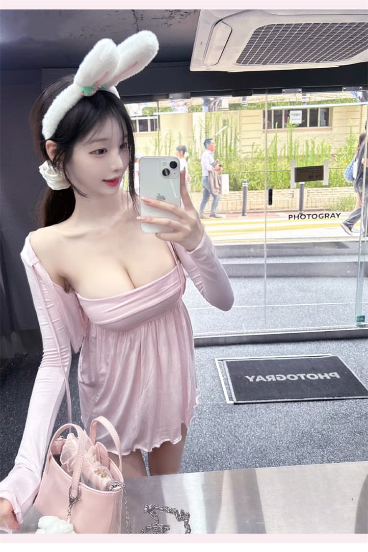 한국 동대문 품격 몸매 가꾸기 디스플레이 몸 다용도 민소매 mo 가슴 티셔츠 가져 가라. 긴팔 레이스업 오픈 가디건 투피스 세트 상세 이미지 4