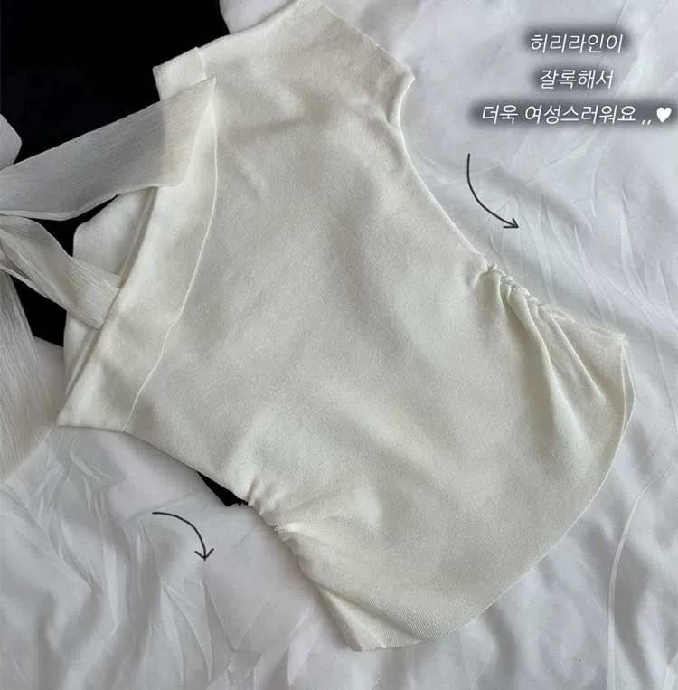 한국 동대문 새로운 품격 비스듬한 칼라 오프숄더 몸매 가꾸기 허리 수축 주름 디스플레이 몸 스트랩 니트 스웨터 티셔츠 여성 상세 이미지 23