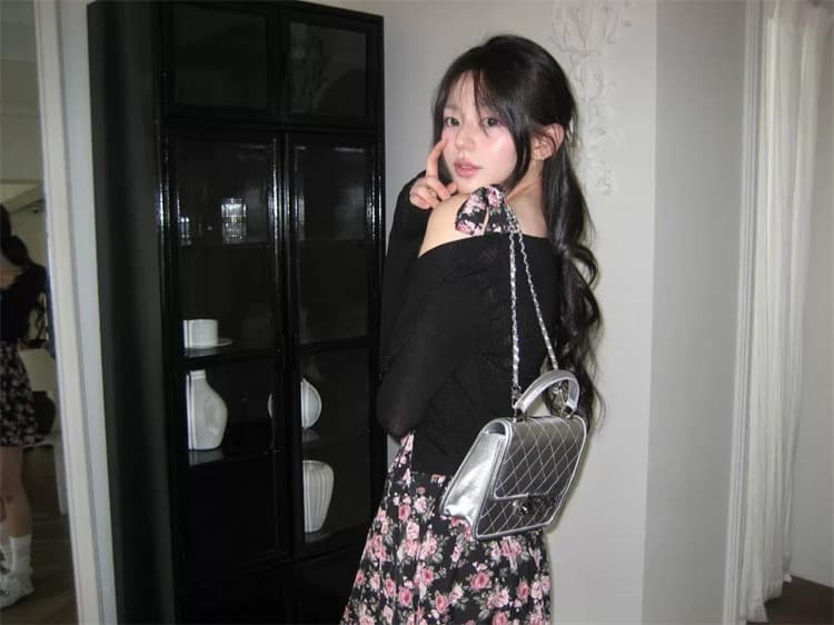 한국 동대문 새로운 품격 꽃무늬 드레스 수신 벨트 패드 디스플레이 몸 민소매 스트랩 슬립 드레스 상세 이미지 4