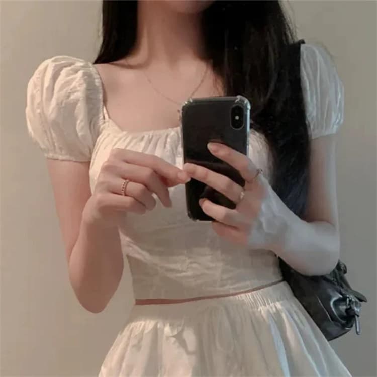 한국 동대문 새로운 품격 광장 칼라 몸매 가꾸기 주름 쇼트 스타일 디스플레이 몸 다용도 자카드 타이트 반팔 티셔츠 상세 이미지 2