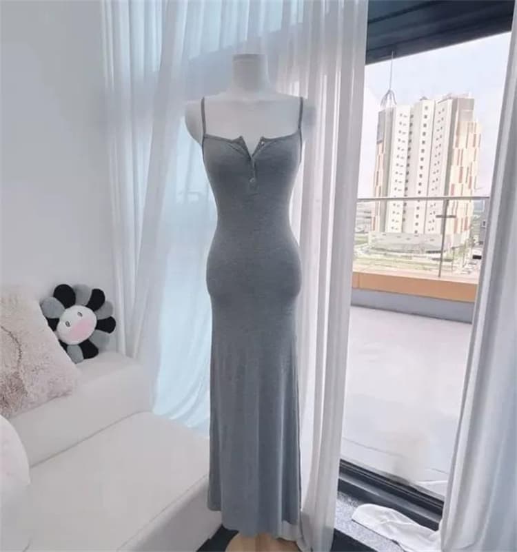 한국 동대문 새로운 품격 몸매 가꾸기 디스플레이 몸 반 개방 칼라 민소매 다용도 롱 코트 슬립 타이트 스커트 드레스 상세 이미지 26