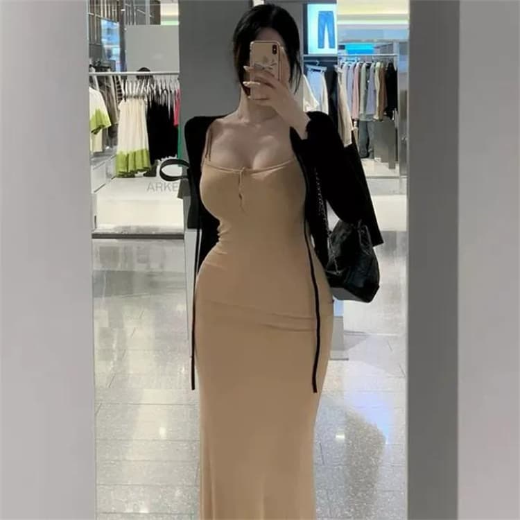 한국 동대문 새로운 품격 몸매 가꾸기 디스플레이 몸 반 개방 칼라 단추 디스플레이 몸 롱 코트 다용도 점프 슈트 롱 스커트 상세 이미지 7