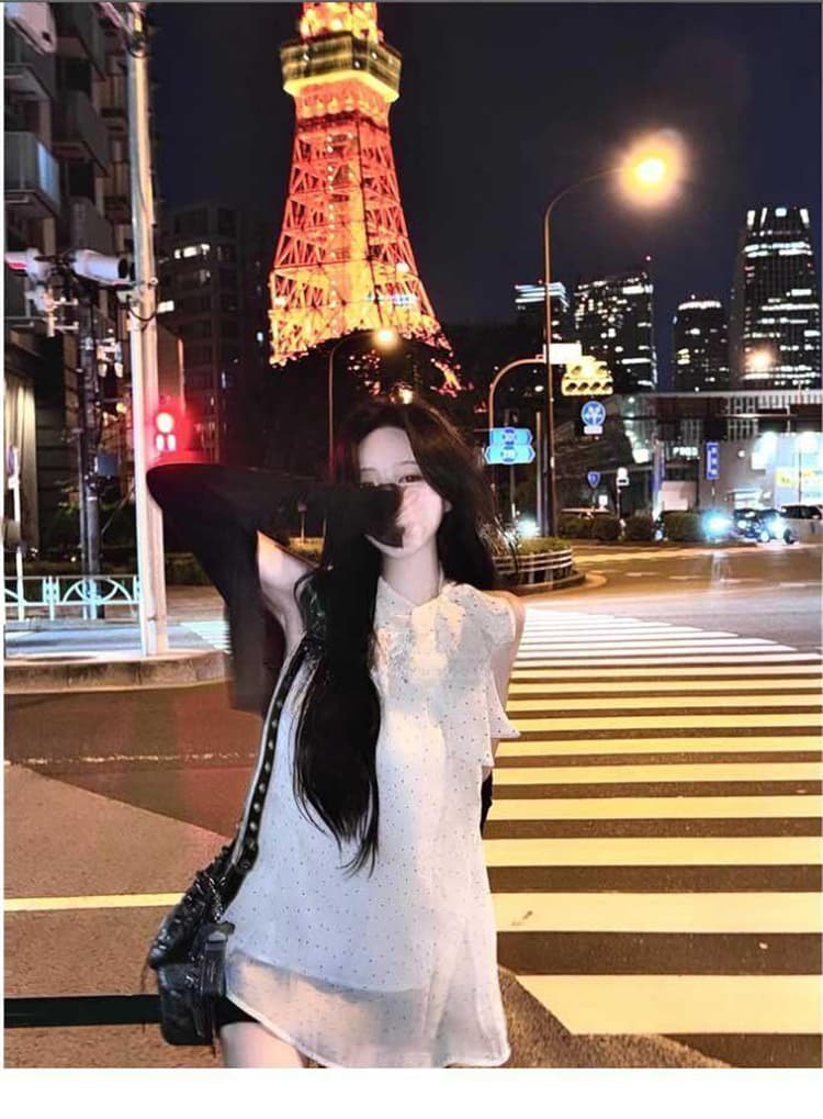 한국 동대문 새로운 품격 다용도 나비 매듭 행침 목 레이스업 요정 가스 펄럭 이는 민소매 도트 무늬 셔츠 티셔츠 상세 이미지 6