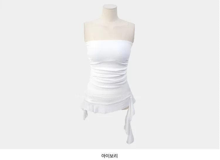 한국 동대문 새로운 품격 벨트 패드 민소매 몸매 가꾸기 허리 수축 주름 디스플레이 몸 비대칭 mo 가슴 티셔츠 여성 상세 이미지 12