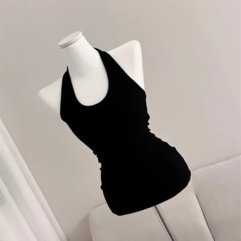 한국 동대문 새로운 품격 몸매 가꾸기 행침 목 백리스 디스플레이 몸 다용도 민소매 만나는 조끼 티셔츠 여성 이미지 6