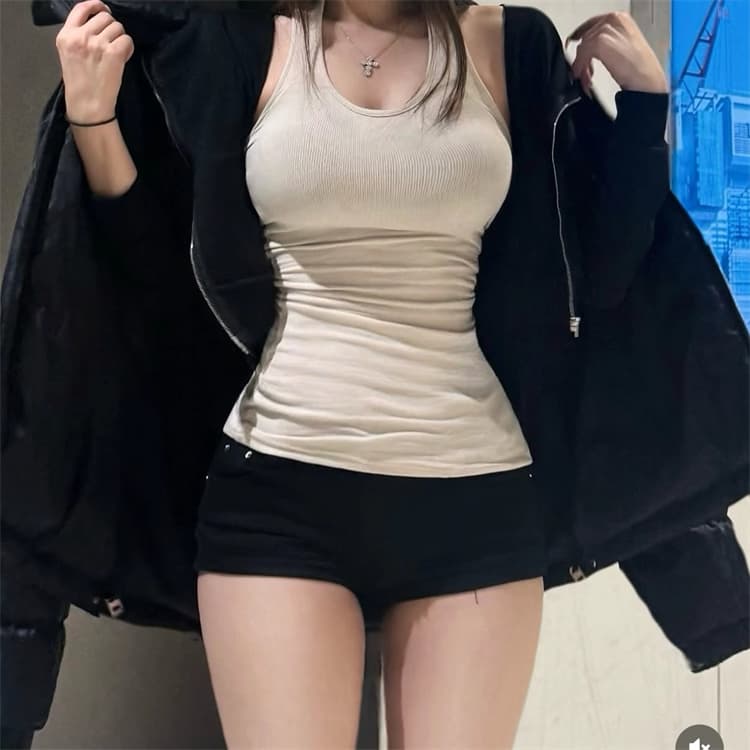 한국 동대문 새로운 품격 몸매 가꾸기 행침 목 백리스 디스플레이 몸 다용도 민소매 만나는 조끼 티셔츠 여성 상세 이미지 5