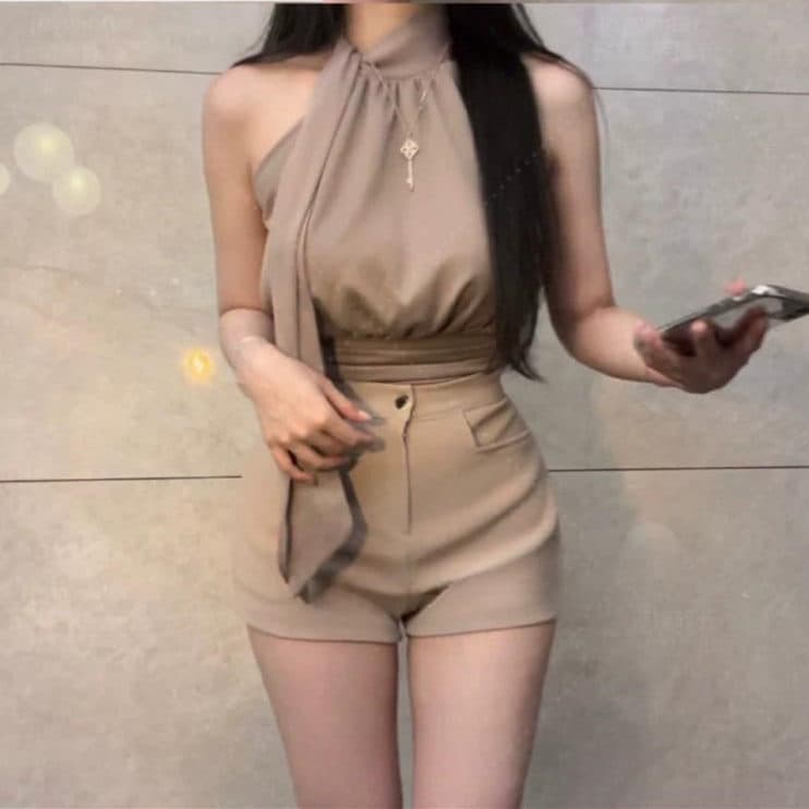 한국 동대문 새로운 품격 몸매 가꾸기 나비 매듭 스트랩 허리 수축 디스플레이 몸 민소매 쇼트 스타일 오프숄더 티셔츠 여성 이미지 3