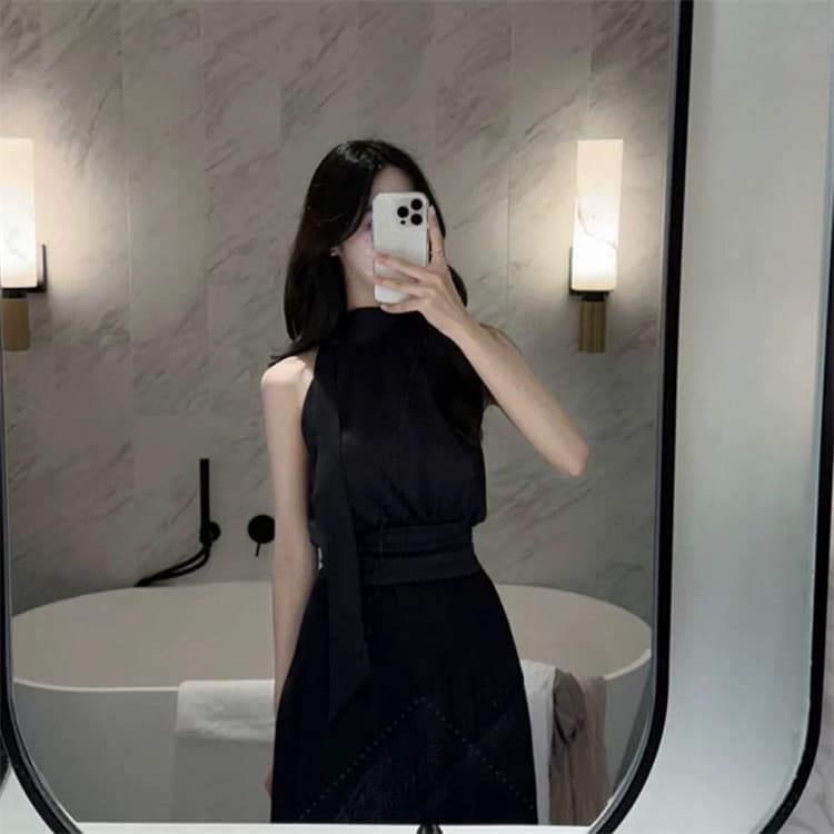 한국 동대문 새로운 품격 몸매 가꾸기 나비 매듭 스트랩 허리 수축 디스플레이 몸 민소매 쇼트 스타일 오프숄더 티셔츠 여성 상세 이미지 7
