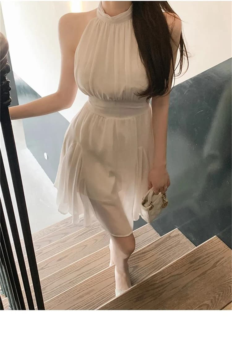한국 동대문 새로운 품격 몸매 가꾸기 허리 수축 스트랩 민소매 디스플레이 몸 요정 가스 펄럭 이는 쉬폰 점프 슈트 미니 스커트 상세 이미지 10
